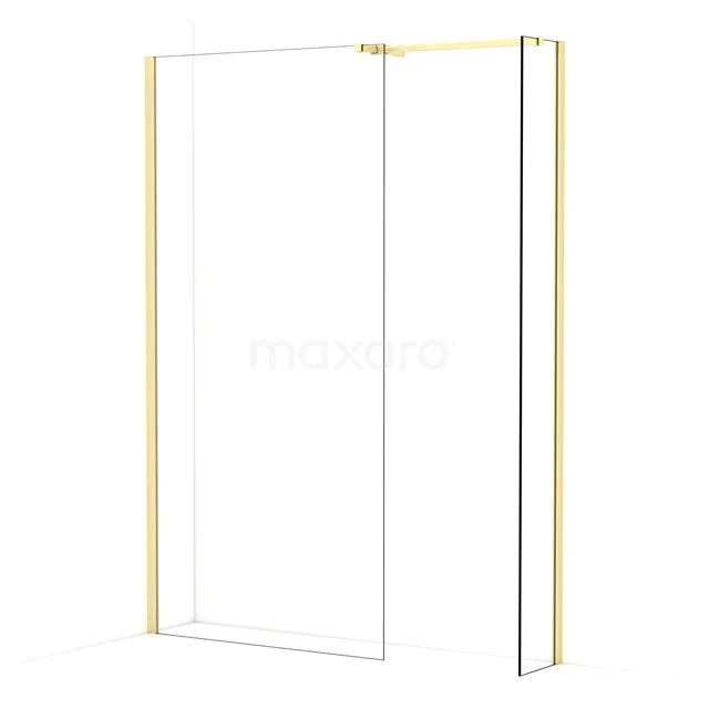 Diamond Walk-in shower | 100x30 cm Light gold Clear glass 2 fixed walls IDB1003510LG