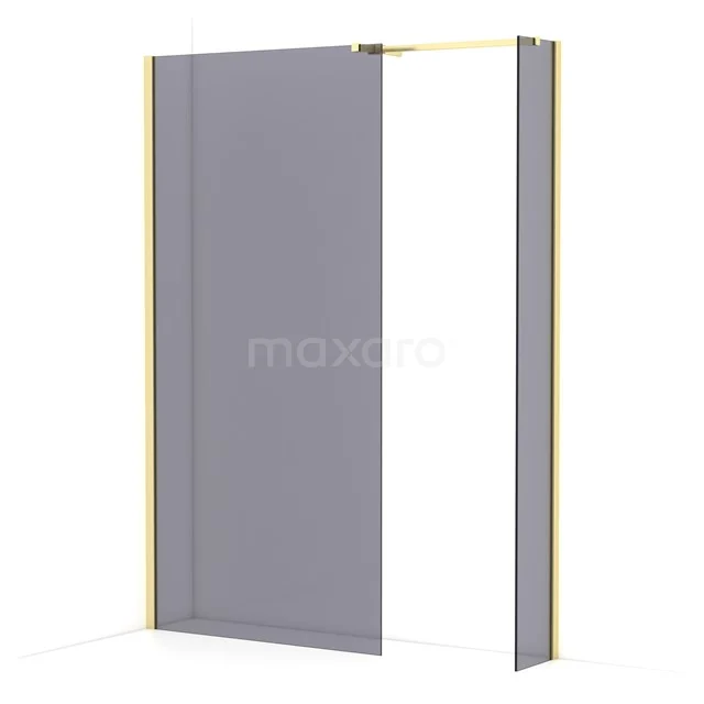 Diamond Walk-in shower | 100x30 cm Light gold Smoke glass 2 fixed walls IDB1003511LG