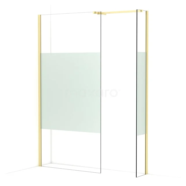 Diamond Walk-in shower | 100x30 cm Light gold Clear with matt strip 2 fixed walls IDB1003513LG