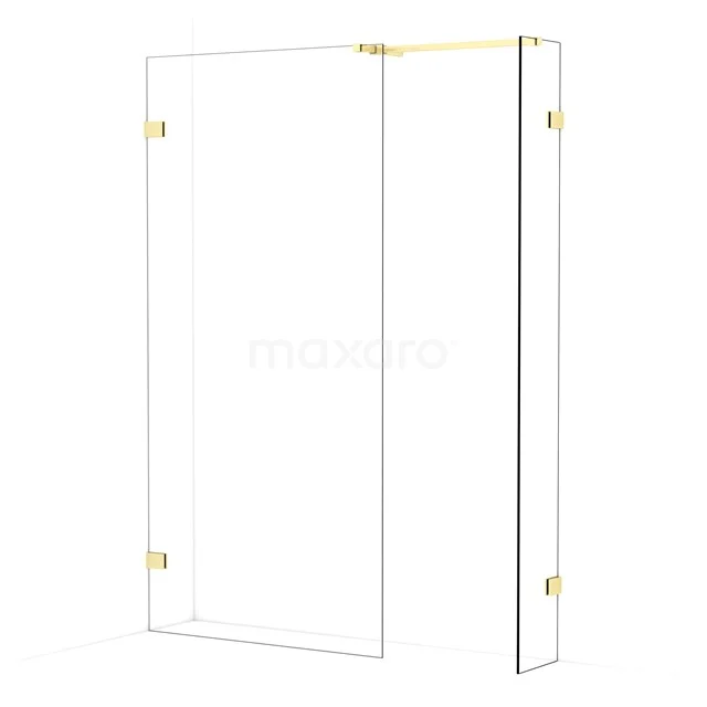 Diamond Walk-in shower | 100x30 cm Light gold Clear glass 2 fixed walls IDB1003520LG