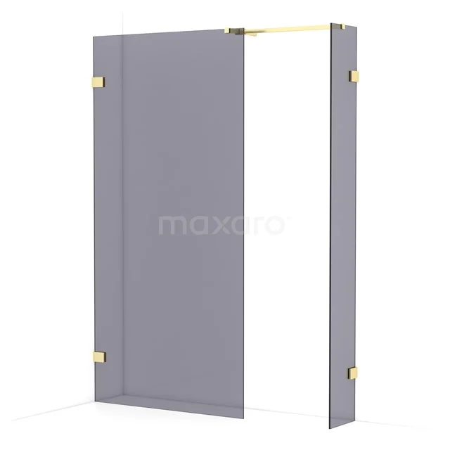 Diamond Walk-in shower | 100x30 cm Light gold Smoke glass 2 fixed walls IDB1003521LG