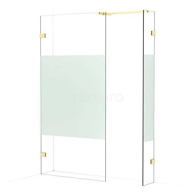 Diamond Walk-in shower | 100x30 cm Light gold Clear with matt strip 2 fixed walls IDB1003523LG