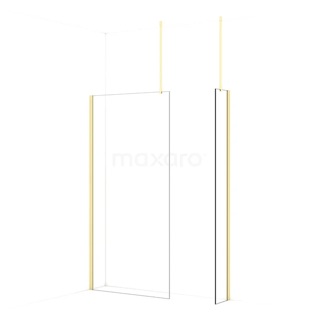 Diamond Walk-in shower | 100x30 cm Light gold Clear glass 2 fixed walls IDB1003910LG