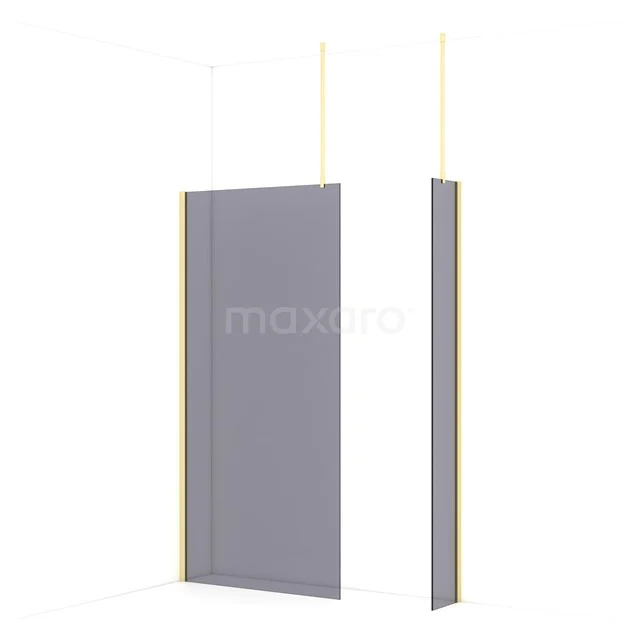 Diamond Walk-in shower | 100x30 cm Light gold Smoke glass 2 fixed walls IDB1003911LG