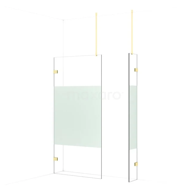 Diamond Walk-in shower | 100x30 cm Light gold Clear with matt strip 2 fixed walls IDB1003923LG
