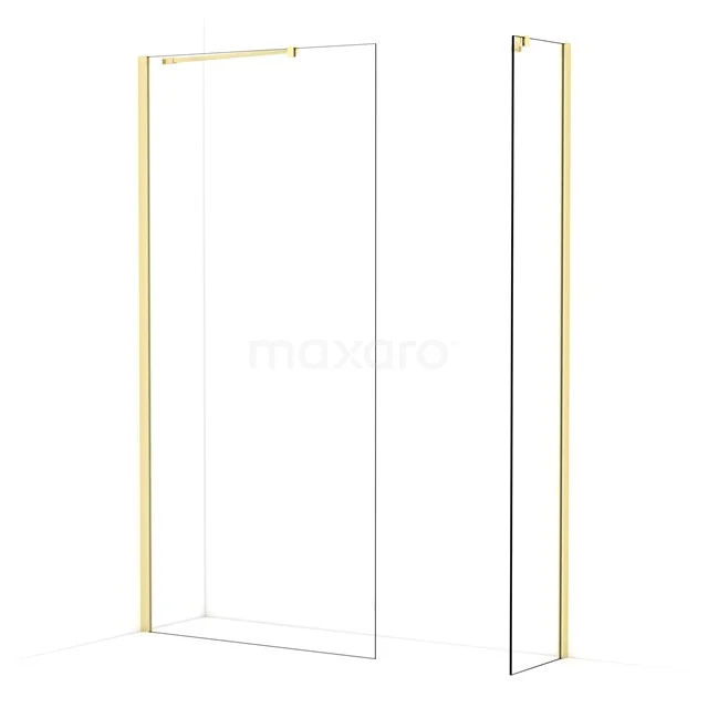Diamond Walk-in shower | 100x40 cm Light gold Clear glass 2 fixed walls IDB1004410LG