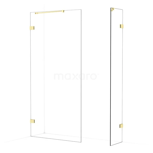 Diamond Walk-in shower | 100x40 cm Light gold Clear glass 2 fixed walls IDB1004420LG