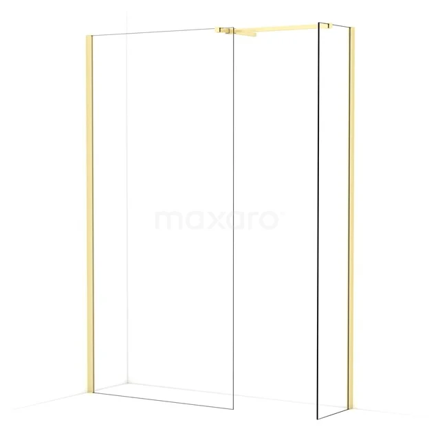 Diamond Walk-in shower | 100x40 cm Light gold Clear glass 2 fixed walls IDB1004510LG