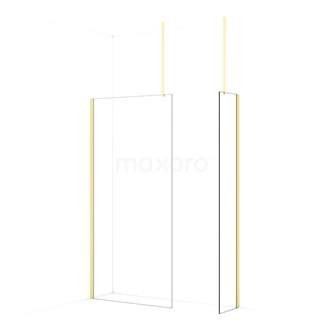 Diamond Walk-in shower | 100x40 cm Light gold Clear glass 2 fixed walls IDB1004910LG