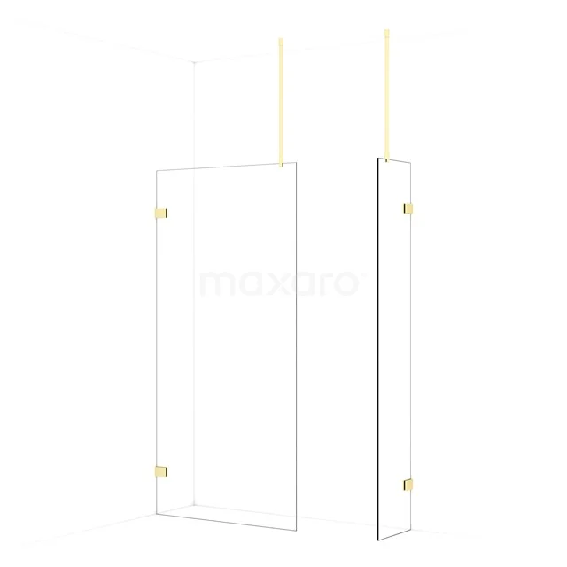 Diamond Walk-in shower | 100x40 cm Light gold Clear glass 2 fixed walls IDB1004920LG