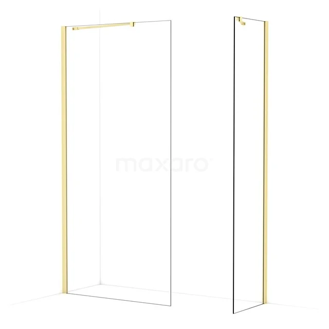 Diamond Walk-in shower | 100x50 cm Light gold Clear glass 2 fixed walls IDB1005410LG