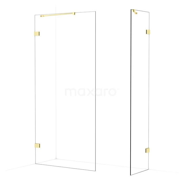 Diamond Walk-in shower | 100x50 cm Light gold Clear glass 2 fixed walls IDB1005420LG