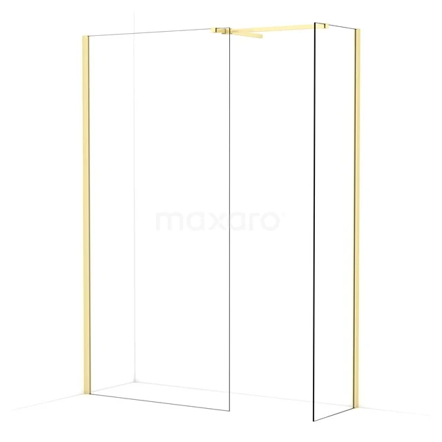 Diamond Walk-in shower | 100x50 cm Light gold Clear glass 2 fixed walls IDB1005510LG