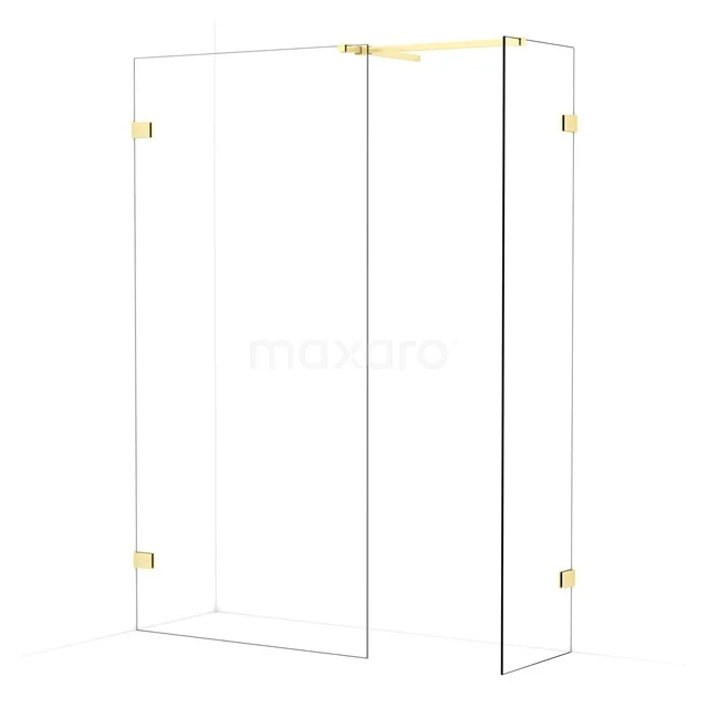 Diamond Walk-in shower | 100x50 cm Light gold Clear glass 2 fixed walls IDB1005520LG