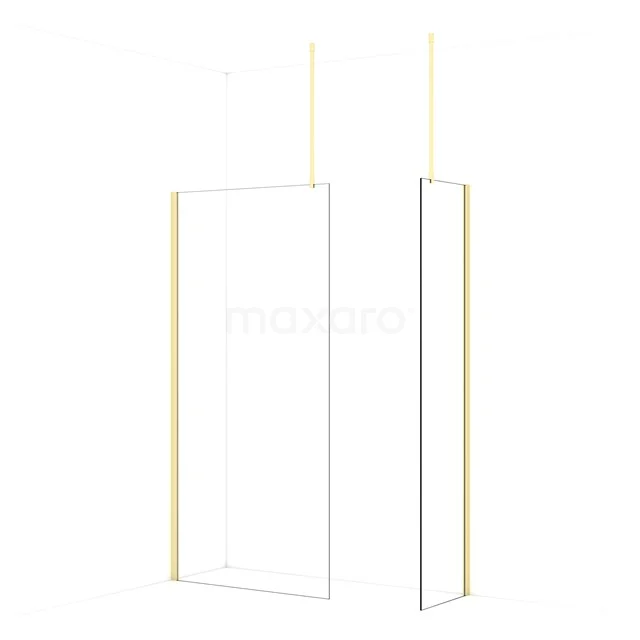 Diamond Walk-in shower | 100x50 cm Light gold Clear glass 2 fixed walls IDB1005910LG