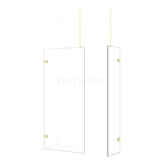Diamond Walk-in shower | 100x50 cm Light gold Clear glass 2 fixed walls IDB1005920LG