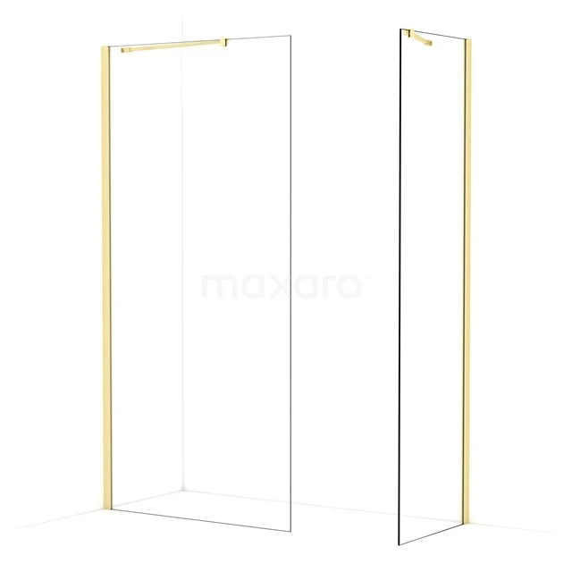 Diamond Walk-in shower | 100x60 cm Light gold Clear glass 2 fixed walls IDB1006410LG