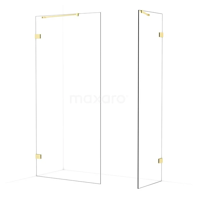 Diamond Walk-in shower | 100x60 cm Light gold Clear glass 2 fixed walls IDB1006420LG