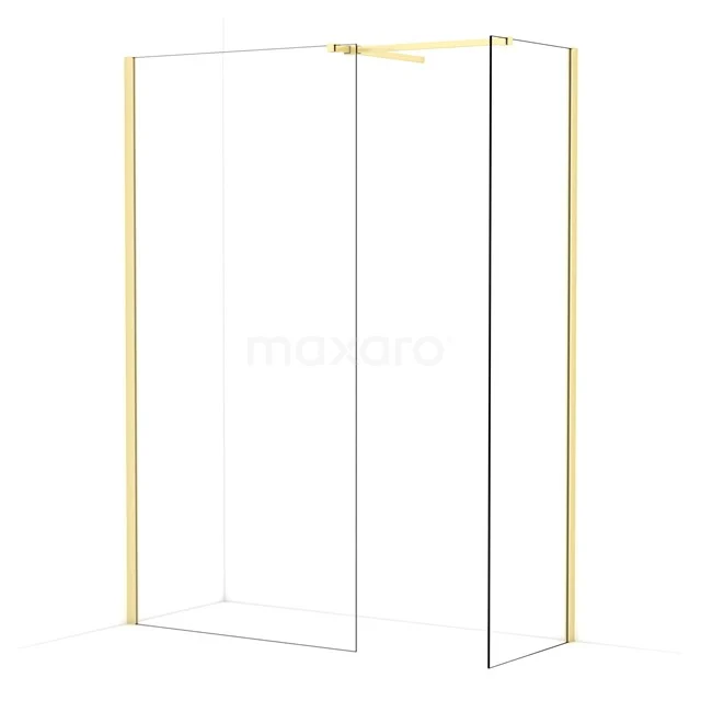 Diamond Walk-in shower | 100x60 cm Light gold Clear glass 2 fixed walls IDB1006510LG