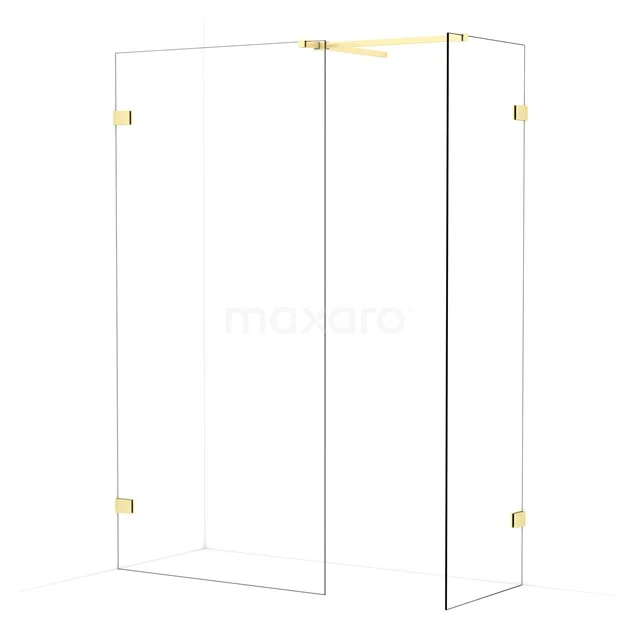 Diamond Walk-in shower | 100x60 cm Light gold Clear glass 2 fixed walls IDB1006520LG