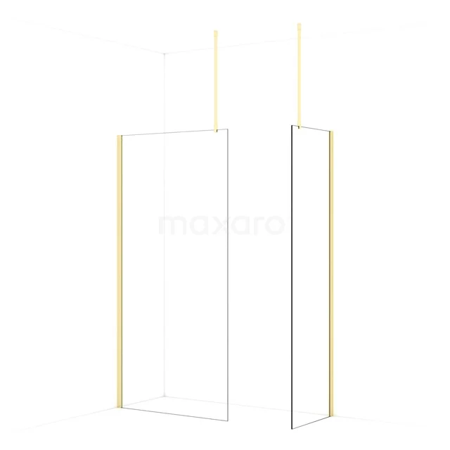 Diamond Walk-in shower | 100x60 cm Light gold Clear glass 2 fixed walls IDB1006910LG