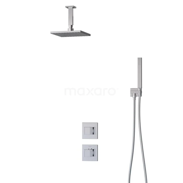 Viereckige chromatische Regendusche und Handbrause Set mit schickem Design, ideal als luxuriöses Badezimmeraccessoire.