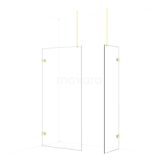 Diamond Walk-in shower | 100x60 cm Light gold Clear glass 2 fixed walls IDB1006920LG