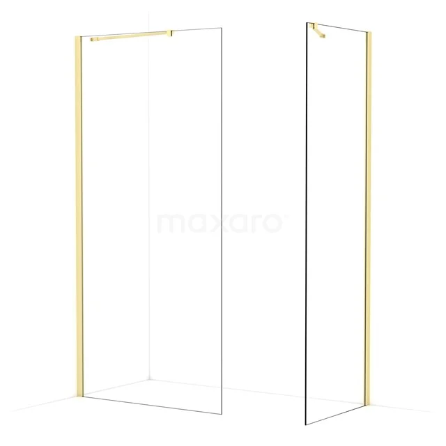 Diamond Walk-in shower | 100x70 cm Light gold Clear glass 2 fixed walls IDB1007410LG