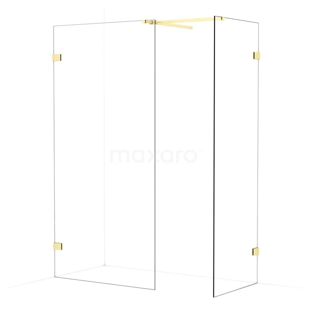 Diamond Walk-in shower | 100x70 cm Light gold Clear glass 2 fixed walls IDB1007520LG