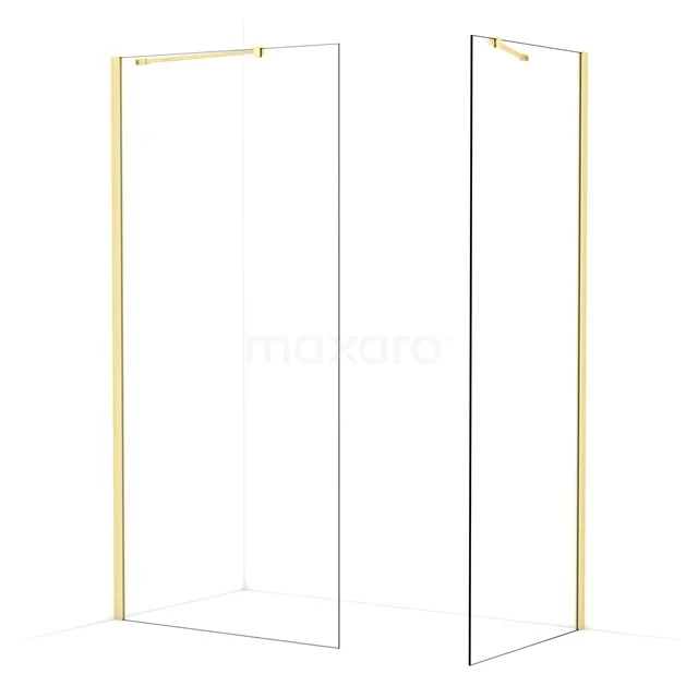 Diamond Walk-in shower | 100x80 cm Light gold Clear glass 2 fixed walls IDB1008410LG