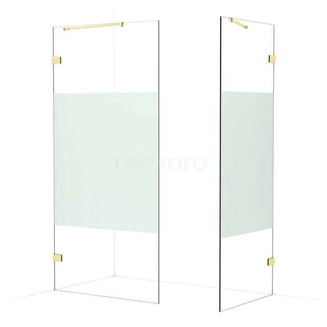 Diamond Walk-in shower | 100x80 cm Light gold Clear with matt strip 2 fixed walls IDB1008423LG