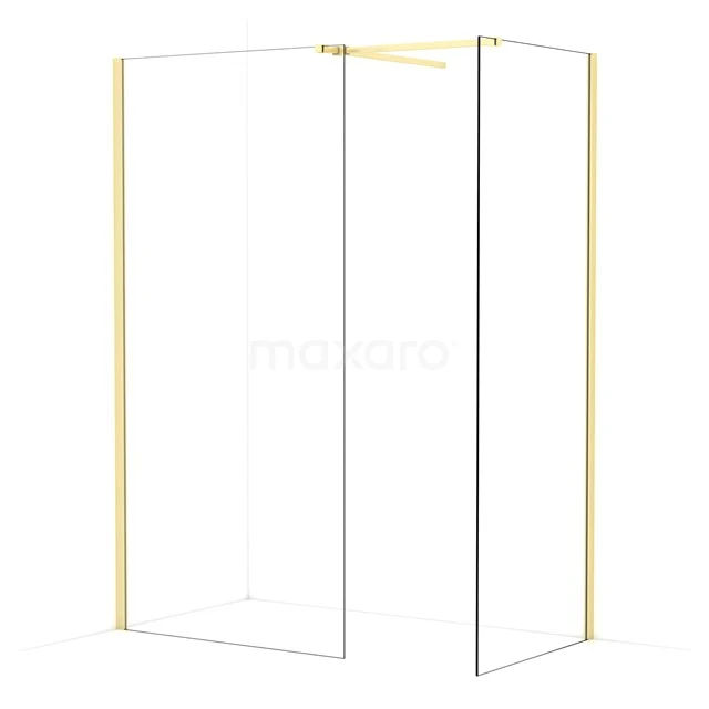 Diamond Walk-in shower | 100x80 cm Light gold Clear glass 2 fixed walls IDB1008510LG