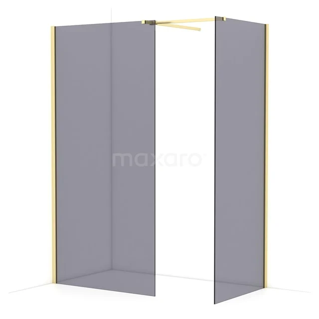 Diamond Walk-in shower | 100x80 cm Light gold Smoke glass 2 fixed walls IDB1008511LG