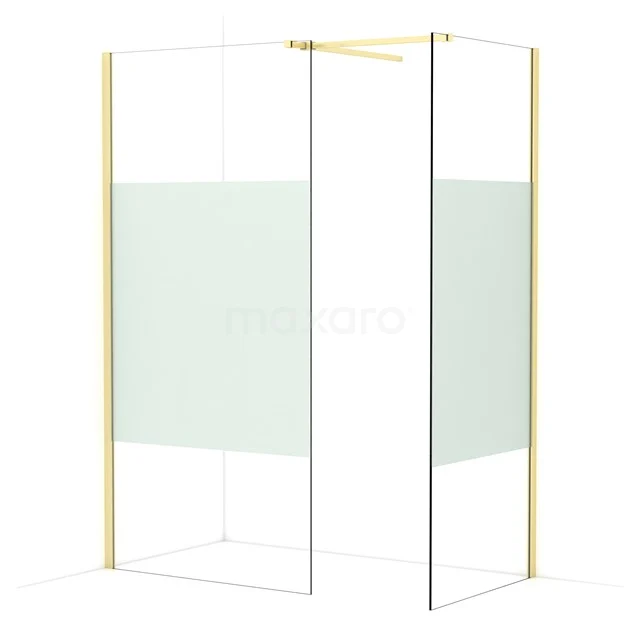 Diamond Walk-in shower | 100x80 cm Light gold Clear with matt strip 2 fixed walls IDB1008513LG