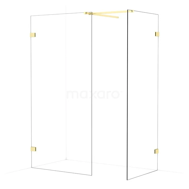 Diamond Walk-in shower | 100x80 cm Light gold Clear glass 2 fixed walls IDB1008520LG