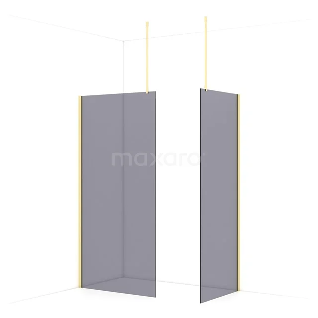 Diamond Walk-in shower | 100x80 cm Light gold Smoke glass 2 fixed walls IDB1008911LG