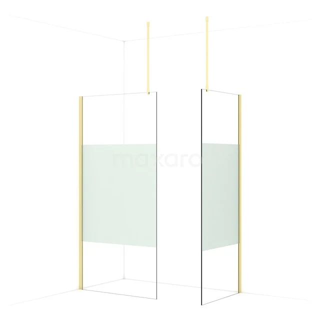 Diamond Walk-in shower | 100x80 cm Light gold Clear with matt strip 2 fixed walls IDB1008913LG