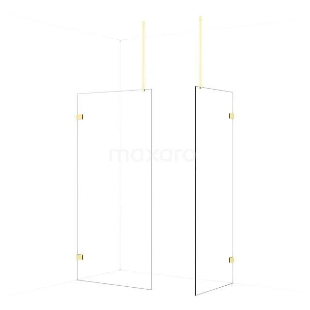 Diamond begehbare Dusche | 100x80 cm Helles Gold  2 feste Wände IDB1008920LG