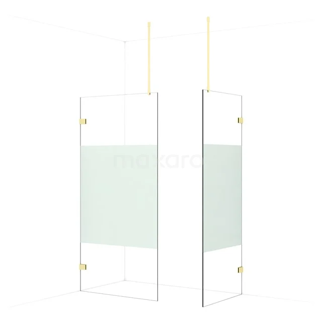 Diamond Walk-in shower | 100x80 cm Light gold Clear with matt strip 2 fixed walls IDB1008923LG