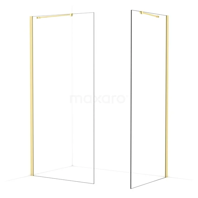 Diamond Walk-in shower | 100x90 cm Light gold Clear glass 2 fixed walls IDB1009410LG