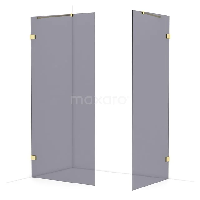 Diamond Walk-in shower | 100x90 cm Light gold Smoke glass 2 fixed walls IDB1009421LG
