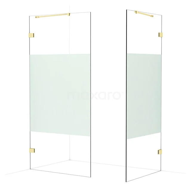 Diamond Walk-in shower | 100x90 cm Light gold Clear with matt strip 2 fixed walls IDB1009423LG