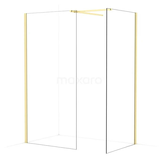 Diamond Walk-in shower | 100x90 cm Light gold Clear glass 2 fixed walls IDB1009510LG