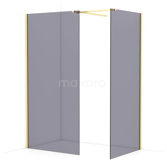 Diamond Walk-in shower | 100x90 cm Light gold Smoke glass 2 fixed walls IDB1009511LG