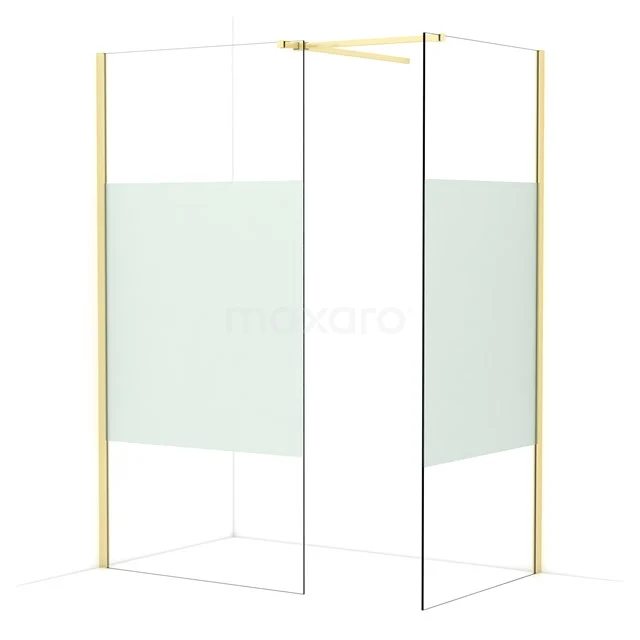 Diamond Walk-in shower | 100x90 cm Light gold Clear with matt strip 2 fixed walls IDB1009513LG