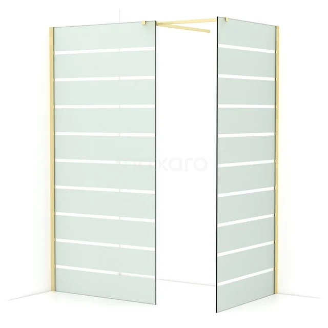Diamond Walk-in shower | 100x90 cm Light gold Clear with matt stripes 2 fixed walls IDB1009516LG
