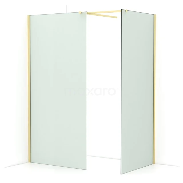 Diamond Walk-in shower | 100x90 cm Light gold Frosted glass 2 fixed walls IDB1009517LG