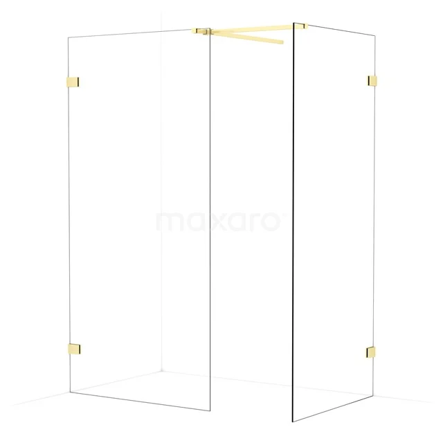 Diamond Walk-in shower | 100x90 cm Light gold Clear glass 2 fixed walls IDB1009520LG