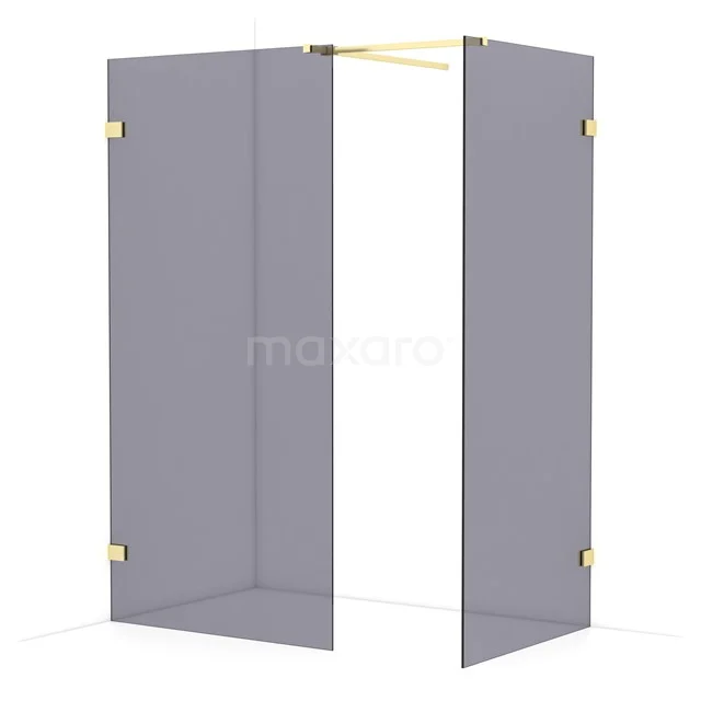 Diamond Walk-in shower | 100x90 cm Light gold Smoke glass 2 fixed walls IDB1009521LG