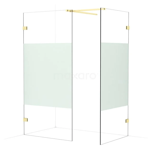 Diamond Walk-in shower | 100x90 cm Light gold Clear with matt strip 2 fixed walls IDB1009523LG